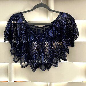 Babe Beyond Navy Sequin Cape